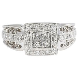 Autre Marque Platinum Diamond Band Ring Other
