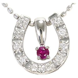 Autre Marque Collier en or blanc 10K avec rubis et diamant Doré