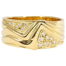 Autre Marque 18K Yellow Gold Band Ring with Diamond Golden