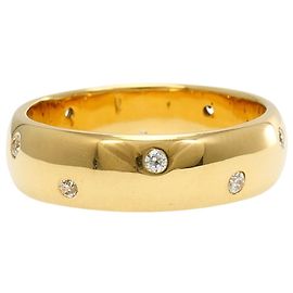 Autre Marque 18K Yellow Gold Band Ring with Cubic Zirconia Golden