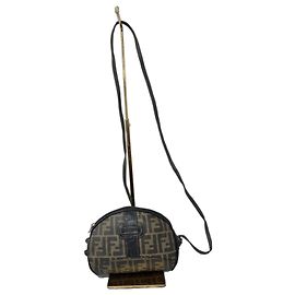 Borsa a tracolla Fendi Zucca in tela e pelle - Marrone Marrone