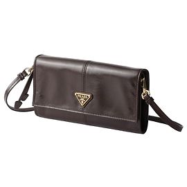 Prada Cartera con cadena en piel Vitello Daino - Marrón oscuro Marrón oscuro