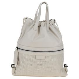 Bottega Veneta Drawstring Perforated Leather Large Bege