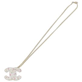 Pingente Chanel CC em metal com cristais multicoloridos Multicor