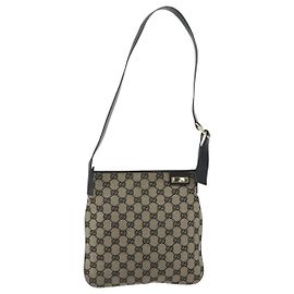 Gucci Web Strap Zip Messenger GG Canvas Medium Beige