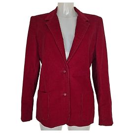 Oscar de la Renta Red Corduroy Blazer Dark red