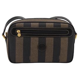 Fendi Vintage Pequin Front Pocket Coated Canvas Small Marrone