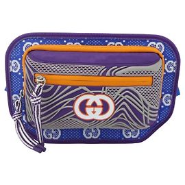 Gucci Gürtel mit Fronttasche aus GG Jacquard-Nylon und Gummi Lila