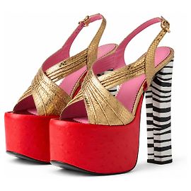 Dsquared2 Pre-Fall 2023 Sandales à plateforme en cuir doré Rouge Doré