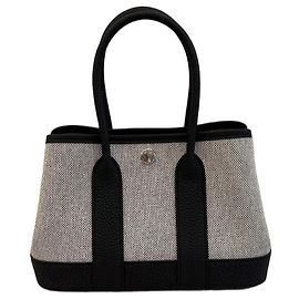 Hermès Garden Party 30 Bolsa Tote Lona e Couro Preto Preto Outro