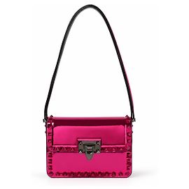 Valentino Garavani Rockstud Small Shoulder Bag Pink Metallic Leather Pink