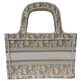 Bolsa Dior Book Tote Mini Oblique Beige Bege Dourado