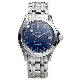 Omega Seamaster Automatic Chronometer Navy-Blue Silver Vintage Watch Date 36 mm Silvery Blue