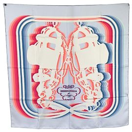 Hermès Lenço de seda Hermes Brides de Gala Shadow Azul e Fúcsia Multicor