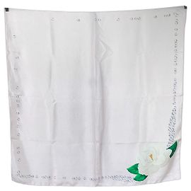 Chanel Lenço vintage de seda rosa com motivo de camélia e pérolas 86x86 Rosa