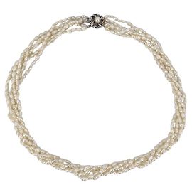 Autre Marque Freshwater Vintage White 5mm Rice Pearl Torchon Necklace 47cm White