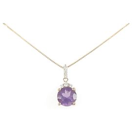 Autre Marque Au750 Amethyst Diamant Collier Lila