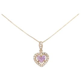 Autre Marque K14 Roségold Saphir Halskette Pink
