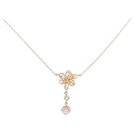Autre Marque Colar K10 Pink Gold Moonstone Rose Quartz Rosa