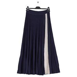 Gonna lunga plissettata in seta blu navy Eric Bompard Blu navy