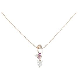 Autre Marque Collana in oro rosa K10 e tormalina Rosa