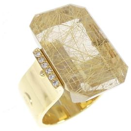 Autre Marque Anello Bibigi in oro giallo 750, quarzo rutilo e diamante D'oro