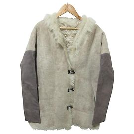 Autre Marque KARL DONOGHUE Shearling Leather Coat Beige