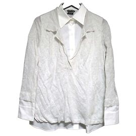 Conjunto de camisa de punto de lino TOM FORD Blanco Gris