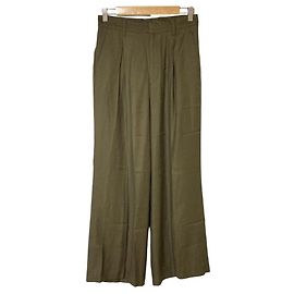 Autre Marque Plage weite Hose mit hoher Taille aus Leinenmischung Grün Khaki