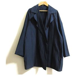 Autre Marque Casaco Oversized em Algodão e Seda Drawer Azul