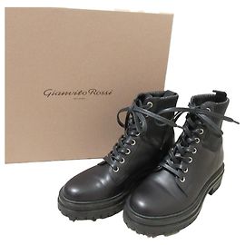 Autre Marque Gianvito Rossi MARTIS 20 Leather Work Boots Black