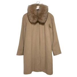 Autre Marque LABEILLE Fox Fur Pure Cashmere Coat Beige Camel