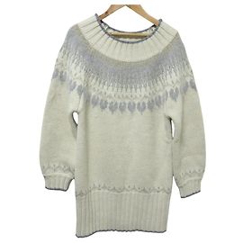 Autre Marque Robe mini en maille Fair Isle Herlipto Heart Marron Blanc Blanc cassé