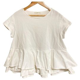 Autre Marque T-shirt in cotone a balze e peplum a maniche corte yori Bianco