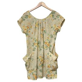 Autre Marque Munich Kurzarm-Tunikabluse mit Blumenprint Beige