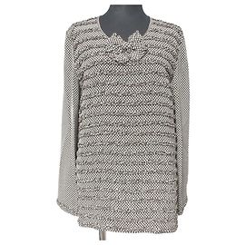 Autre Marque INGEBORG Ribbon Frill Tiered Dot Blouse Brown