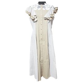 Autre Marque Vestido de mezcla de encaje Isomaterial FURFUR Beige