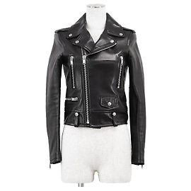 Yves Saint Laurent Casaco de pele de cordeiro Saint Laurent Paris Preto