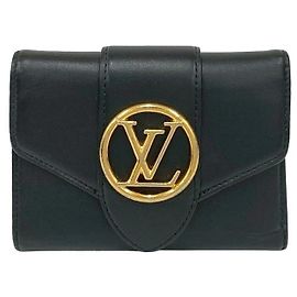 Louis Vuitton Pont Neuf Ledergeldbörse Schwarz Pink