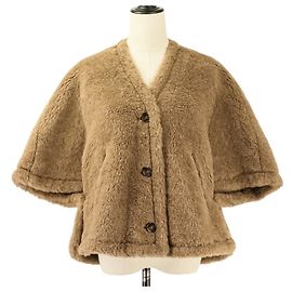 Max Mara FIORIRE4 Teddy Bear Wool Cape Coat Doré Bronze