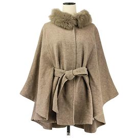 Autre Marque Cappotto Poncho in Lana e Pelliccia di Volpe La MODE Marrone Altro