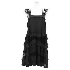 Vestido de malla elástica de viscosa y rayón CHANEL 07A P31447 Negro