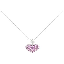 Autre Marque Colar de ouro branco Au750 com safira e diamante Prata