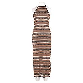 SéZane Maxikleid braun gestreift mit Stehkragen Braun