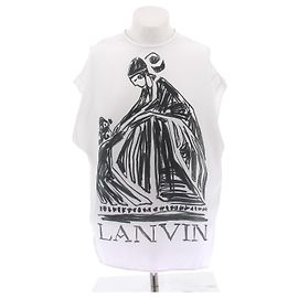 Lanvin T-shirt com fenda estampado M&D Branco