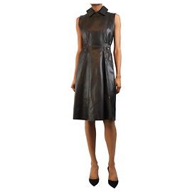 Acne Black sleeveless leather dress - size UK 8 Black