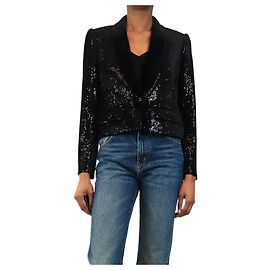 Autre Marque Schwarzer Blazer mit Pailletten - Größe UK 8 Schwarz
