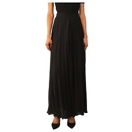 Valentino Falda midi plisada de seda negra - size UK 8 Negro