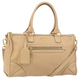 Bolsa de mão PRADA em couro 2way Beige Gold Outro