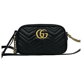 Gucci GG Marmont gesteppte Leder-Schultertasche Schwarz